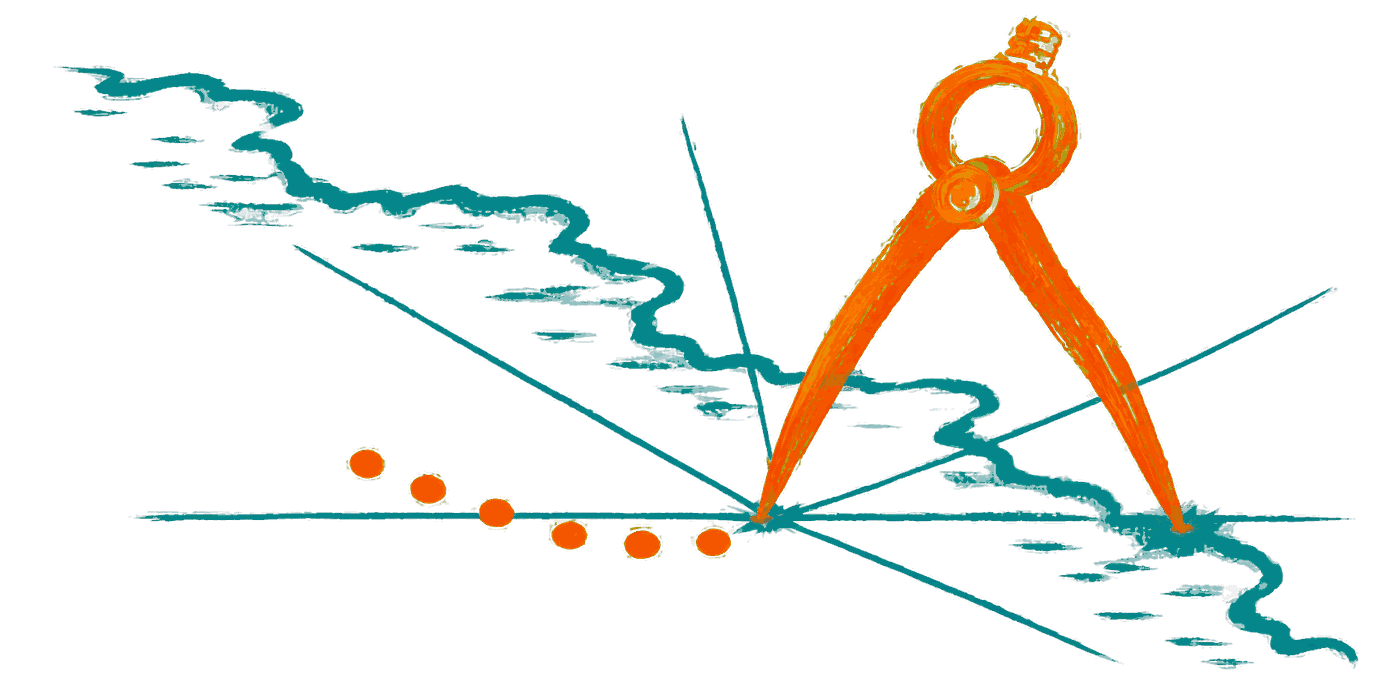 Brass dividers stepping across a sea chart: an instrument that measures nothing but the distance between two points, and gets everywhere.