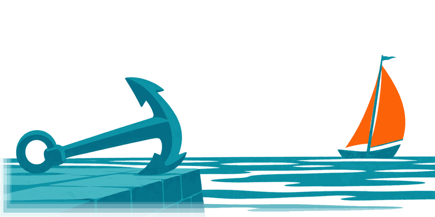 A ship’s anchor left on the quay while the boat sails on without it: the comparison travels, the anchor stays.