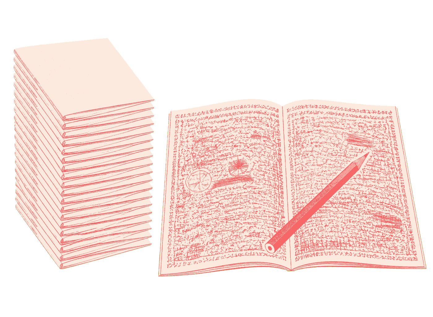 Fifteen identical unmarked copies of the monthly problem journal, and one copy worked over until the pages are almost solid with it: the journal was the same for every child in the country, and what came back was not