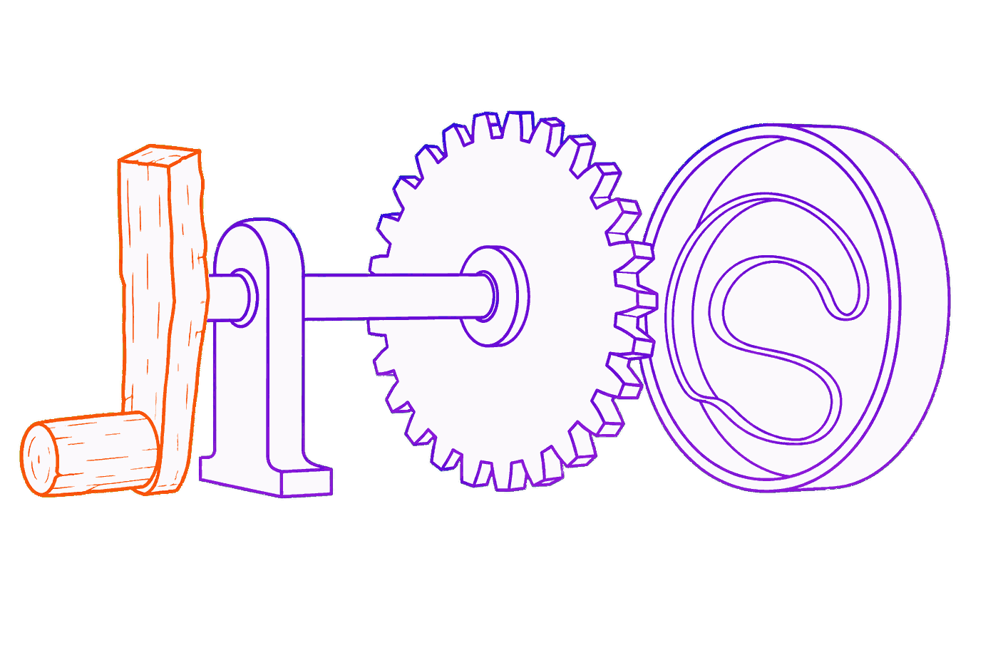 The movement’s own mainspring hangs slack in its barrel while a crude external crank, bolted on and clearly not part of the design, drives it from outside